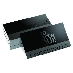 Cartão de Visita Verniz Localizado Bopp Couchê 300g 9x5cm 4x4 Laminação Fosca e Verniz Localizado F/V Corte Reto 
